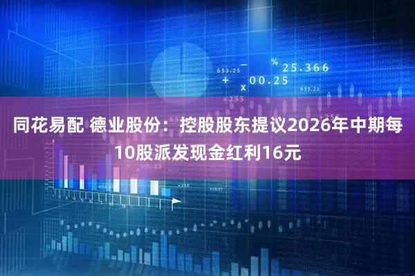 同花易配 德业股份：控股股东提议2026年中期每10股派发现金红利16元